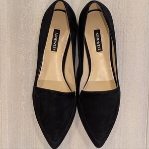 Abay Smoking flats Nine West 8.5 Black Suede NIB